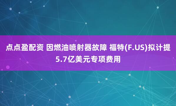 点点盈配资 因燃油喷射器故障 福特(F.US)拟计提5.7亿美元专项费用